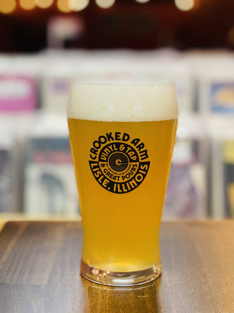 Crooked Arm Vinyl & Tap in Lisle features a collection of 13,000 vinyl records and eight tap handles featuring a rotating selection of fresh local beer.