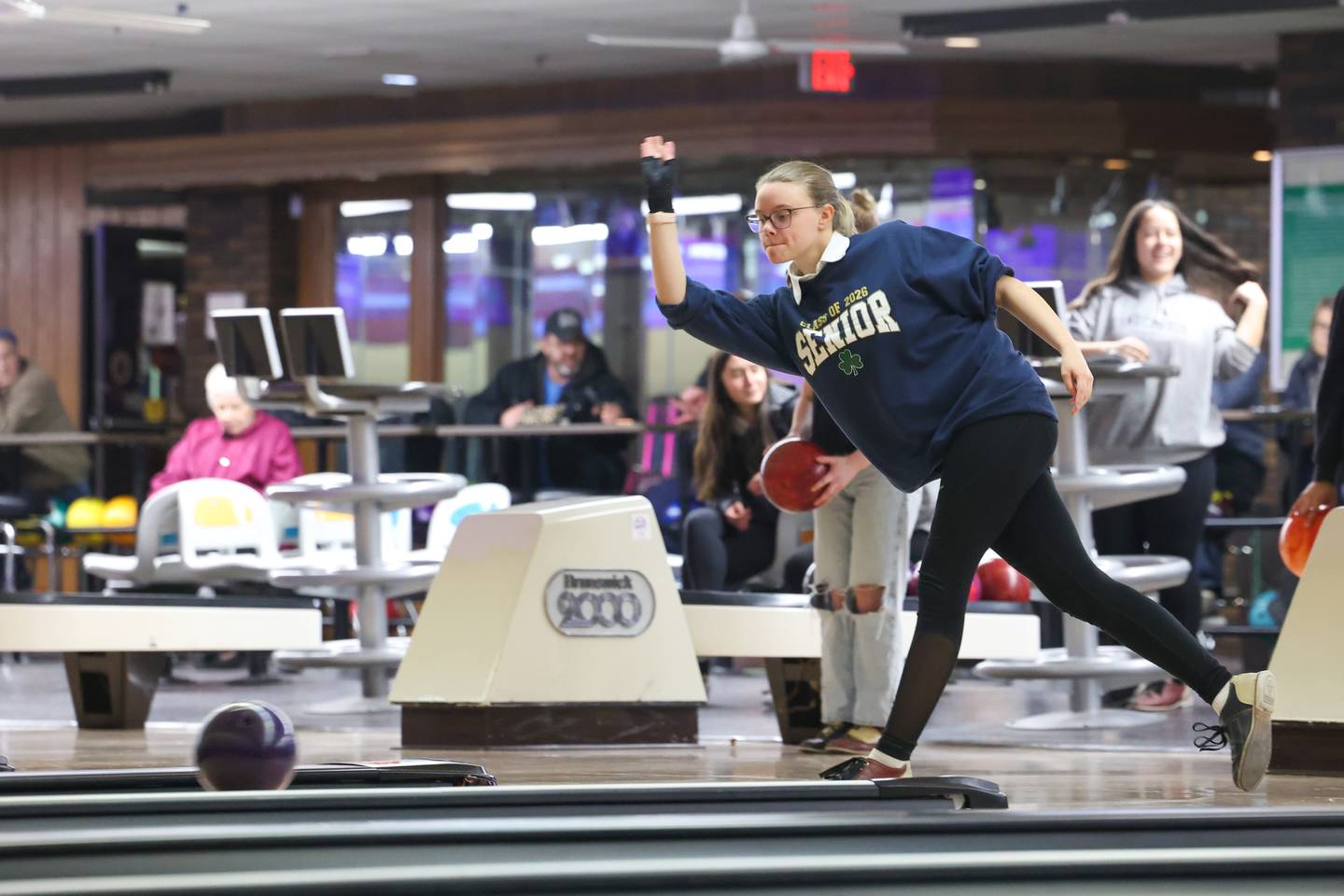 Bishop McNamara's Laura Moore sends her throw during the All-Area matchup against Bradley-Bourbonnais, Kankakee and Peotone on Wednesday, Feb. 4, 2026.