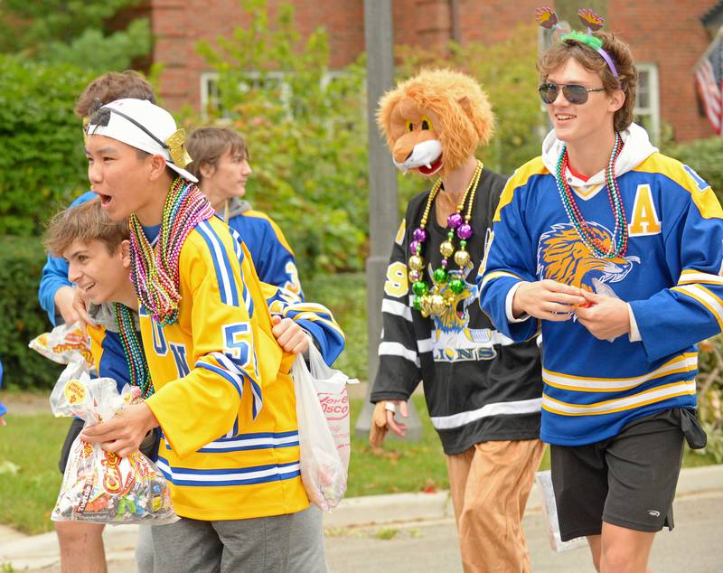Lyons Township High School Hockey Club gets the “Most School Spirit” award in the annual homecoming parade on Saturday, Sept. 24, 2022.