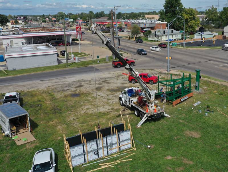 Crews erected a new digital billboard at the corner of Frech Street and Illinois Route 23 on Wednesday, Aug. 28, 2024 in Streator.