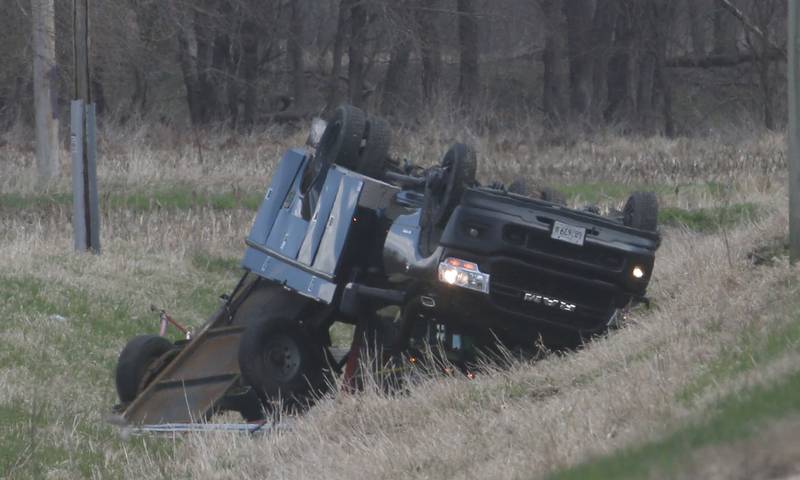 Utica firefighters responded to the scene of a single vehicle rollover just to the west of the entrance of the Starved Rock Lock and Dam Visitors Center on Dee Bennett Road on Monday, April 7, 2025 near Utica. La Salle County Sheriff, Utica Police, Fire and EMS all responded to the scene. The crash happened shortly before 1p.m. The driver was uninjured.