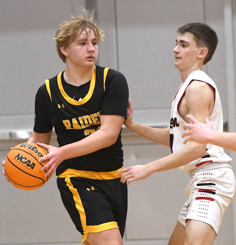AFC's Noah Lester looks to pass against Forreston on Saturday, Jan. 17, 2026 at Forreston High School.