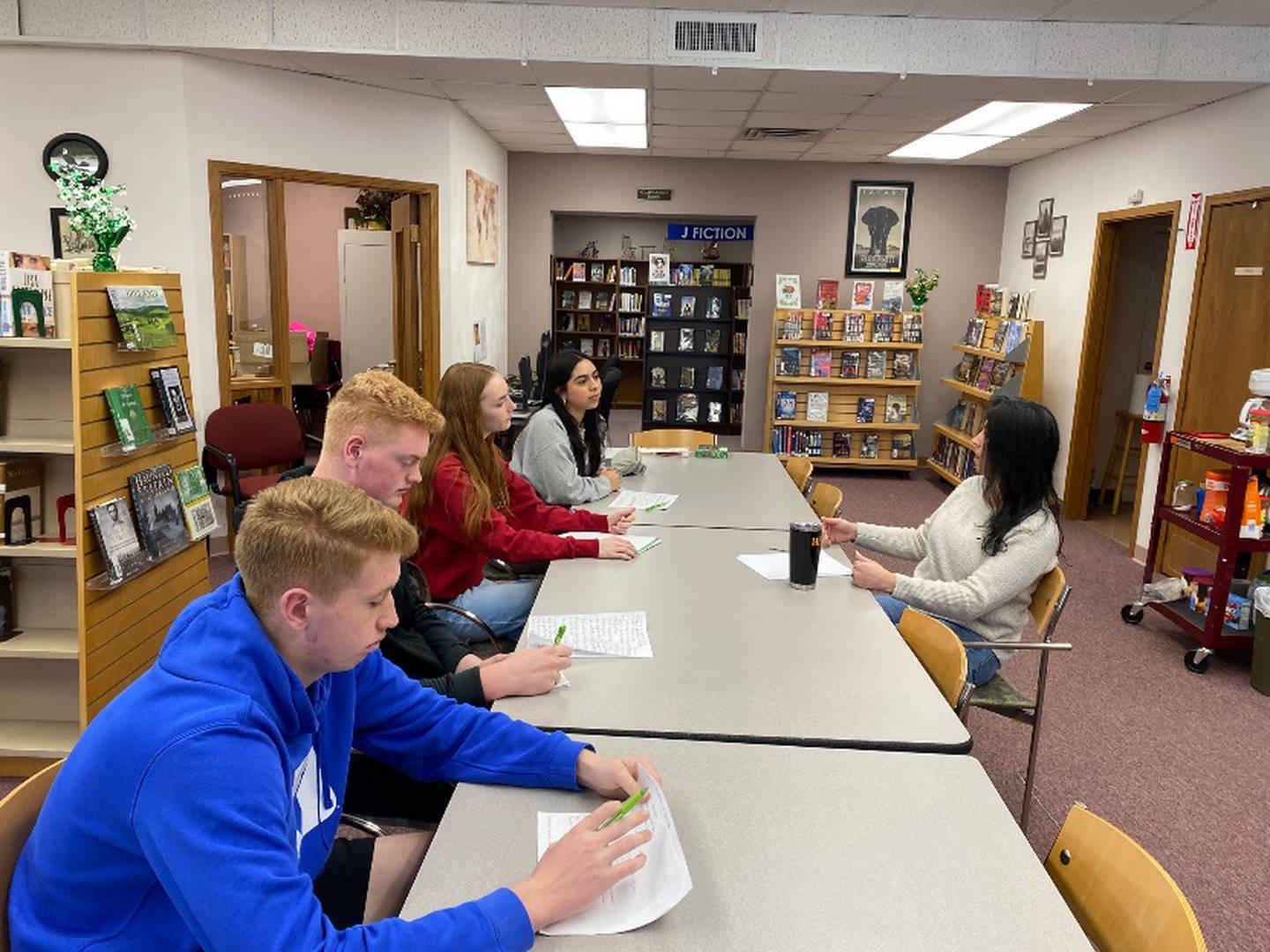 YEP members conducting a site visit to Shabbona's Flewellin Memorial Library
