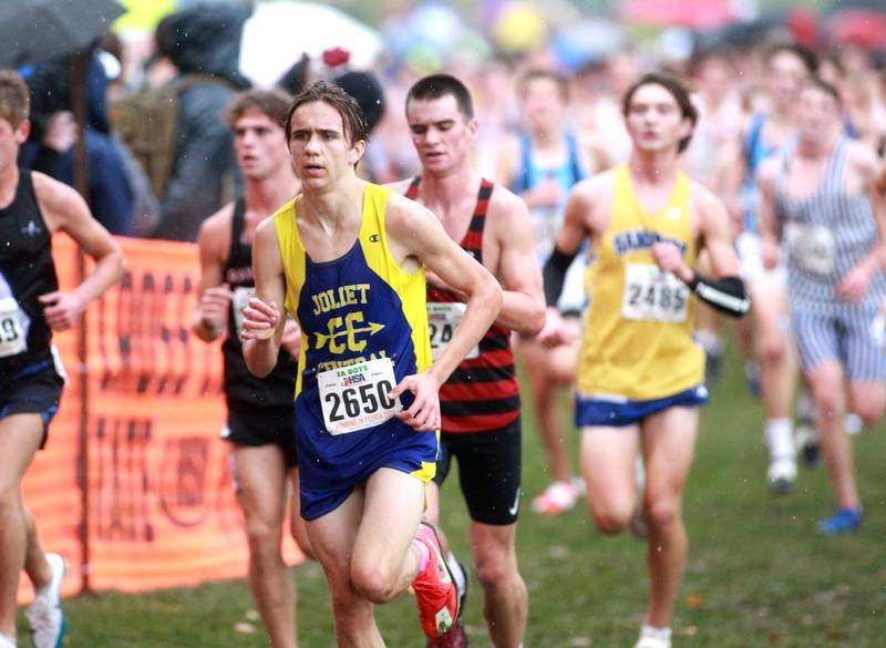 Joliet Central's Nathaniel Gabriel competes in the Class 3A State Cross Country Championships on Saturday, Nov. 9, 2024 at Detweiller Park in Peoria.