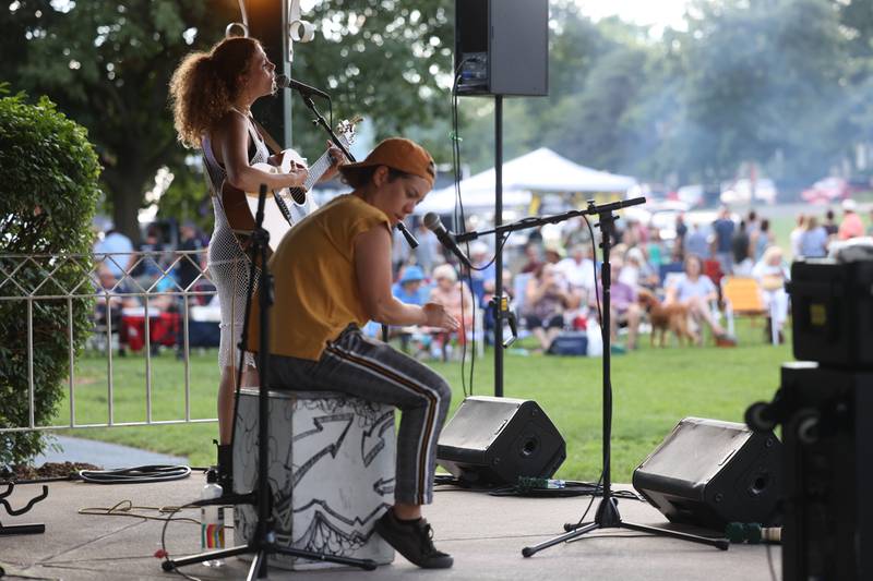 i.am.james, left, along with Lebo opens up the evening concert at Preservation Park. The Upper Bluff Historic District hosted Porch & Park Music Fest featuring a variety of musical artist at five different locations. Saturday, July 30, 2022 in Joliet.