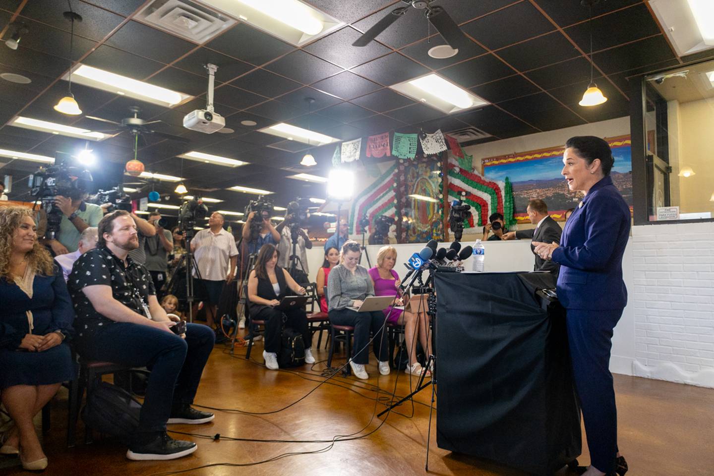 Illinois Comptroller Susana Mendoza answers questions from reporter, curious to know if she will run for Chicago mayor in 2027.