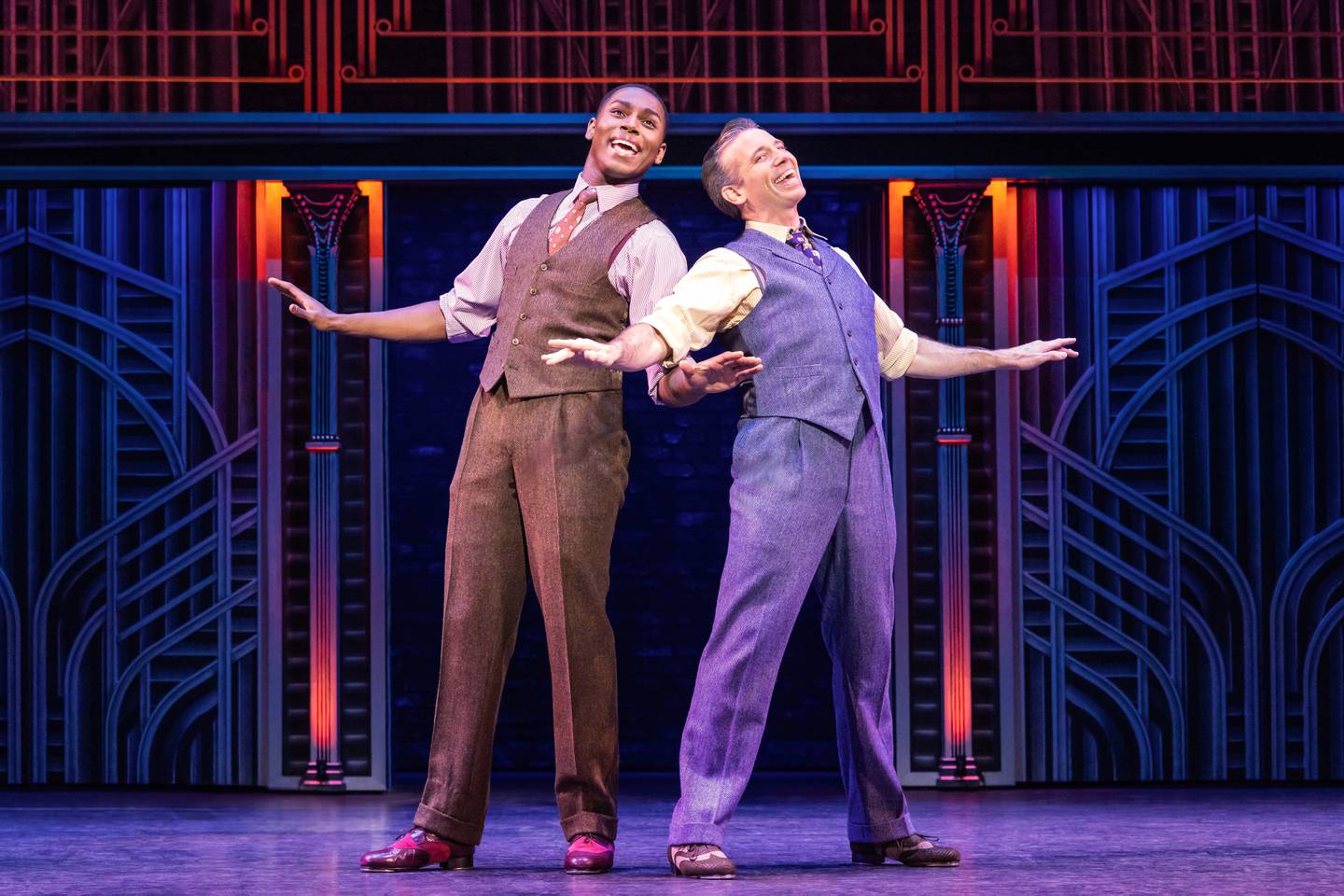 Broadway in Chicago through Nov. 3, 2024; SOME LIKE IT HOT 4: Tavis Kordell (Jerry) and Matt Loehr (Joe).
Photo by Matthew Murphy.