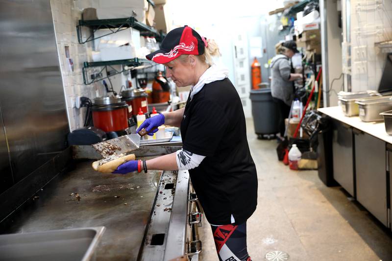 Capriotti's Sandwich Shop franchise owner and chef Gina Chiovino donated and delivered food to the firefighters who spent long hours on Saturday, May 21 battling the fire at the former Pheasant Run Resort in St. Charles.