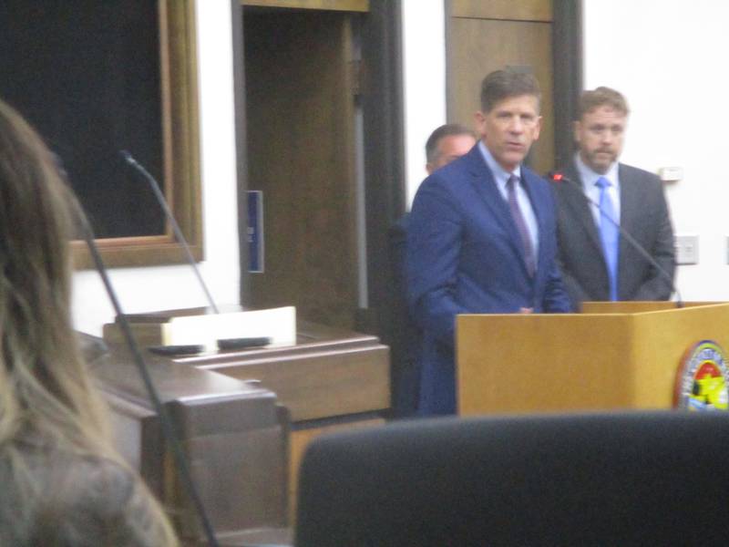 William Graft, an attorney for the AZ Rock quarry, talks to the Will County Board about changes made in the quarry expansion plan in response to concerns expressed by neighboring residents.
