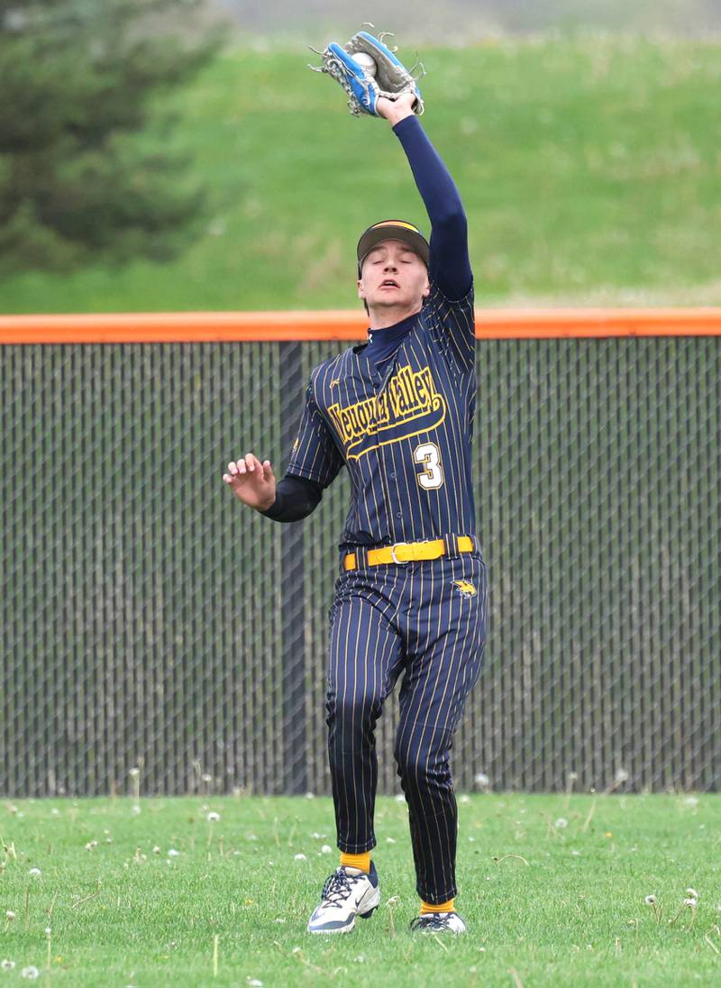 Neuqua Valley's Emmitt Briner makes a catch Tuesday, May 5, 2026, during their game at DeKalb High School.