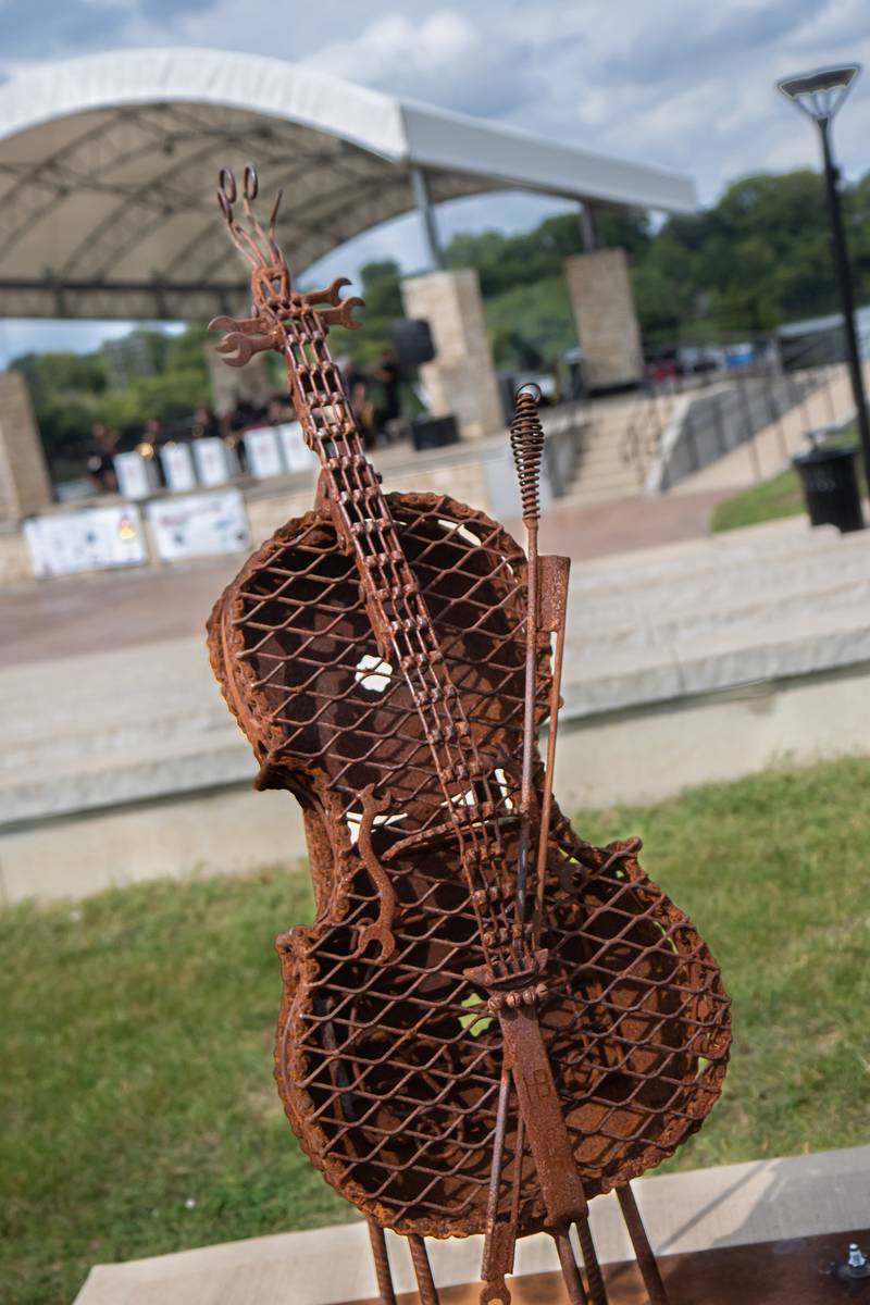 Ronald L. Meader created “Acoustic Dream Catcher” for the fifth annual Rock Falls Tourism Art in the Park Sculpture Walk.
