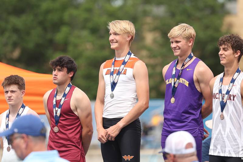 Minooka’s Andrew Undesser takes second in the Class 3A Pole Vault State Finals on Saturday, May 27, 2023 in Charleston.