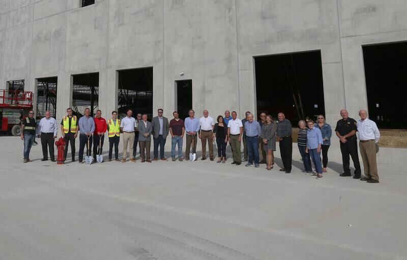 Local dignitaries pose with Ollies distrubiton center staff and Arco workers at the new Ollie's distribution center on Tuesday, Sept. 26, 2023 in Princeton.