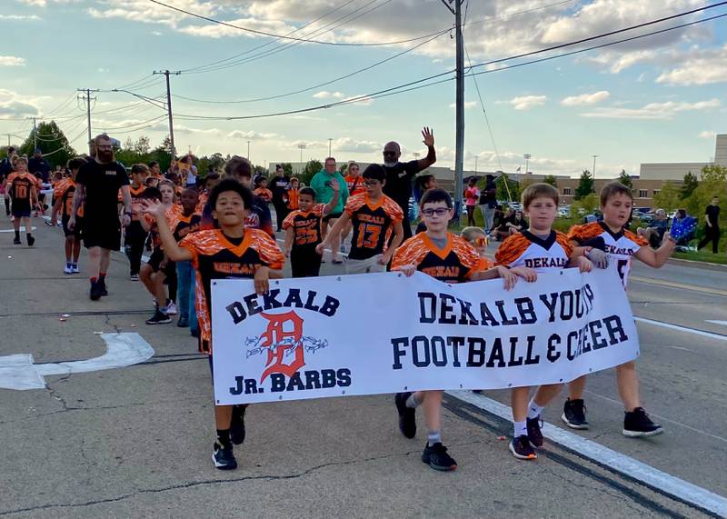 DeKalb Jr. Barbs youth football and cheer teams showed up in big numbers for the annual DeKalb High School Homecoming Parade on Wednesday, Sept. 24, 2025, along West Dresser Road.