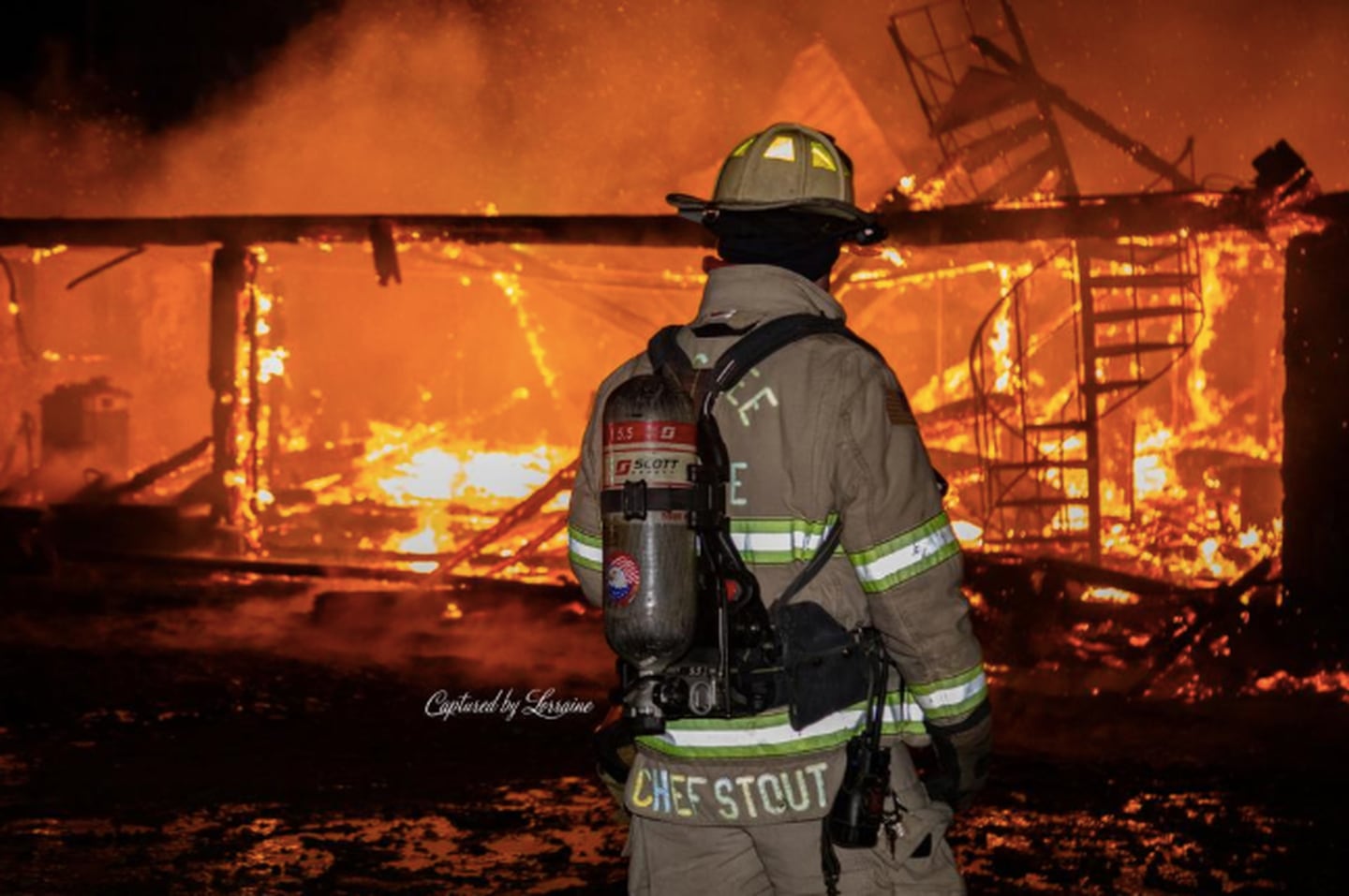 A barn collapses in Hampshire following a fire killing several farm animals. Several fire crews responded to the scene on Jan. 21.