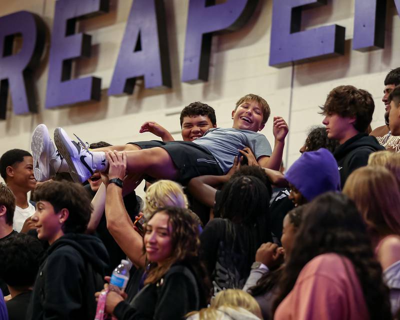 The Plano student section during volleyball match between Sandwich at Plano.  Aug 21, 2023.