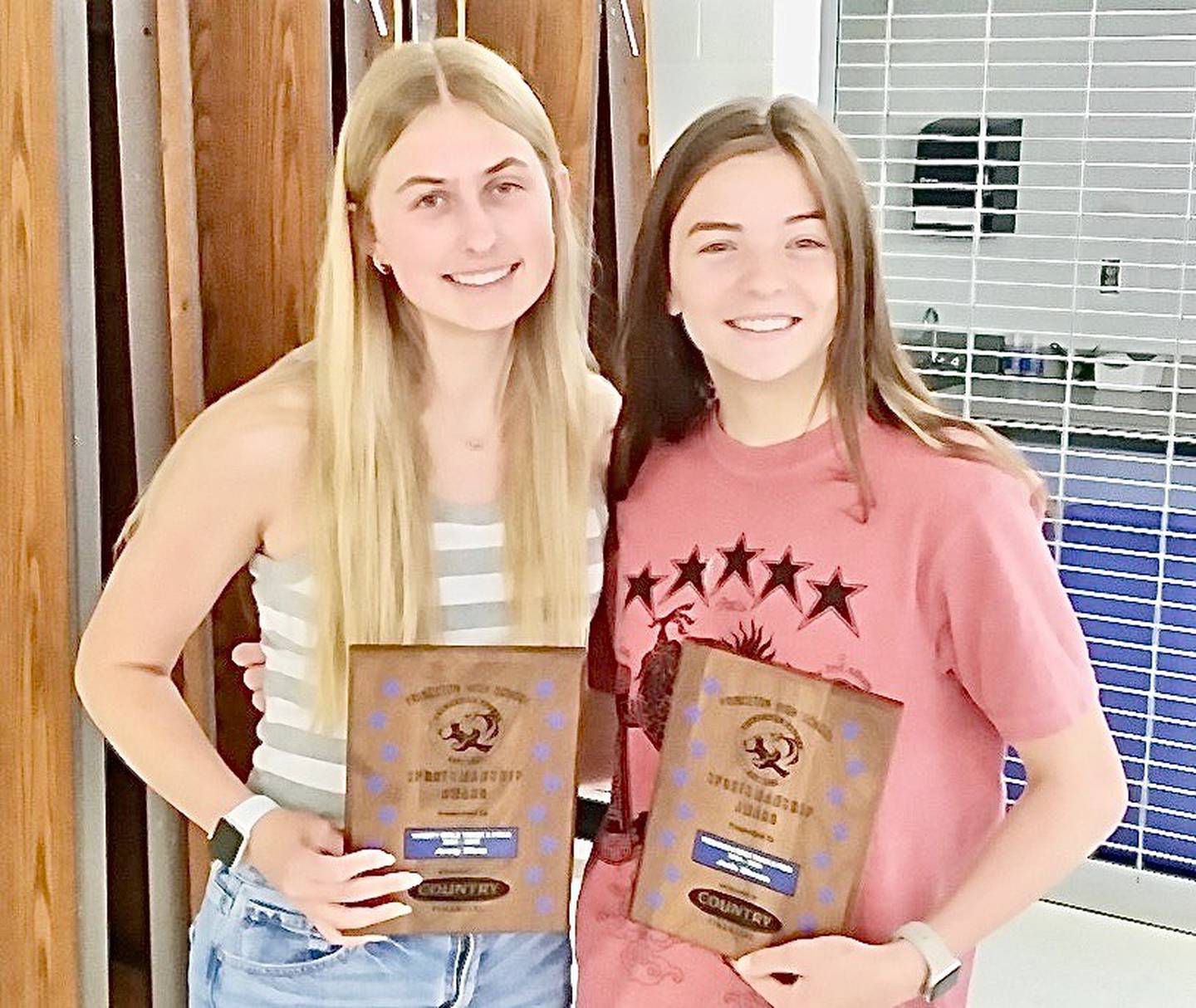 Sportsmanship Award winners for the 2025 Princeton girls track & field season were Avery Waca (left), varsity, and Josie Sierens, F/S.