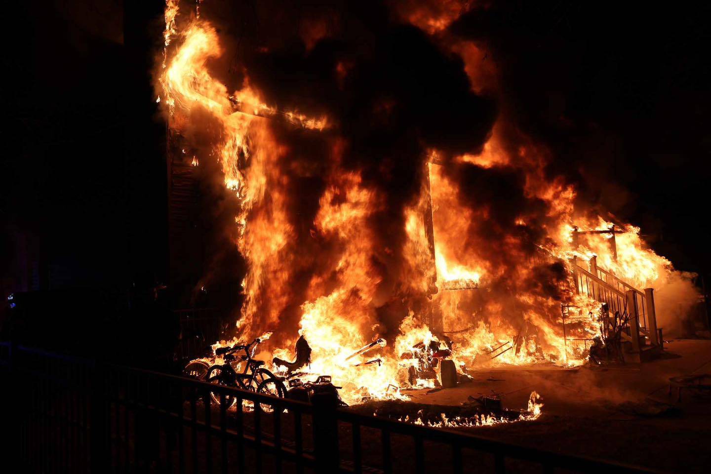 About 7 p.m., Ken-Com 911 received multiple calls for a structure fire in the 600 block of Churchill Lane. Firefighters responding to the scene saw the rear of the single-family house was heavily engulfed in flames and the fire was quickly spreading to all floors and the attic