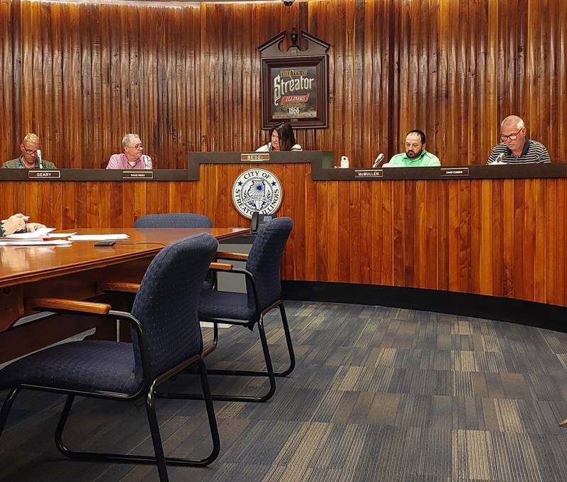 The Streator City Council (left to right) Timothy Geary, David Reed, Mayor Tara Bedei, Matt McMullen and David "Moose" Conner met Wednesday, June 21, 2023, and set a future special meeting to approve purchase of license plate reader cameras.