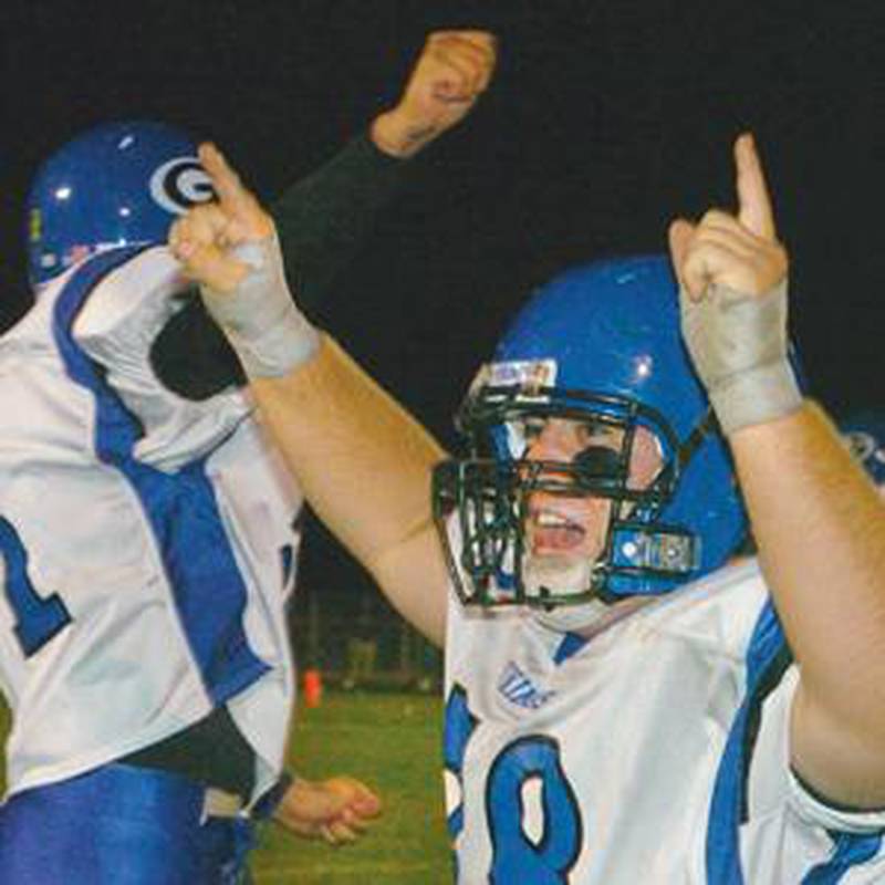 Geneva's  Jono Craig celebrates after defeating Batavia, 14-12 at Batavia High School Friday.  (Bob Gerrard photo)
