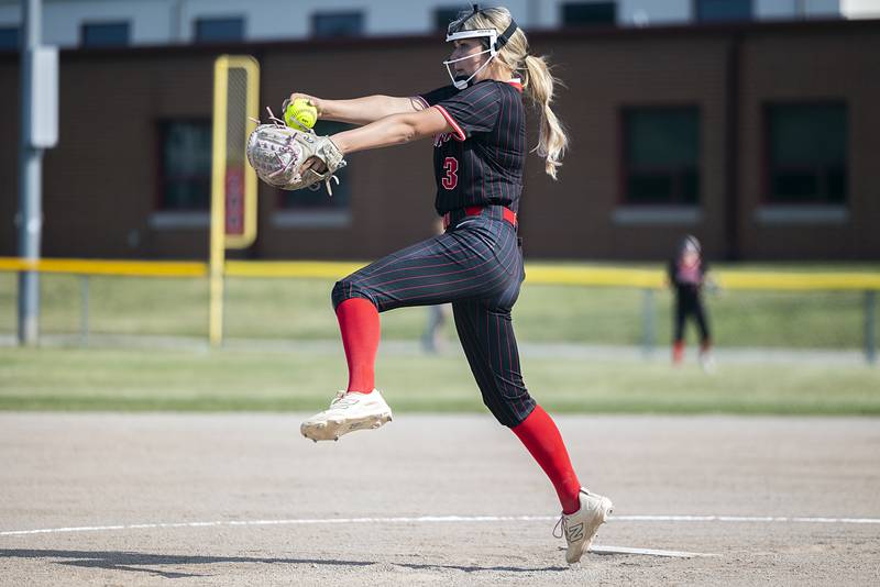 Erie-Prophetstown’s starting pitcher Wynn Renkes winds up for the pitch against Morrison Thursday, May 14, 2026.