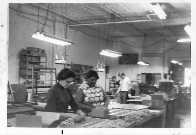 Dordan Manufacturing in Chicago, 1974. The current CEO and president, Daniel Slavin, is pictured in the white T-shirt.