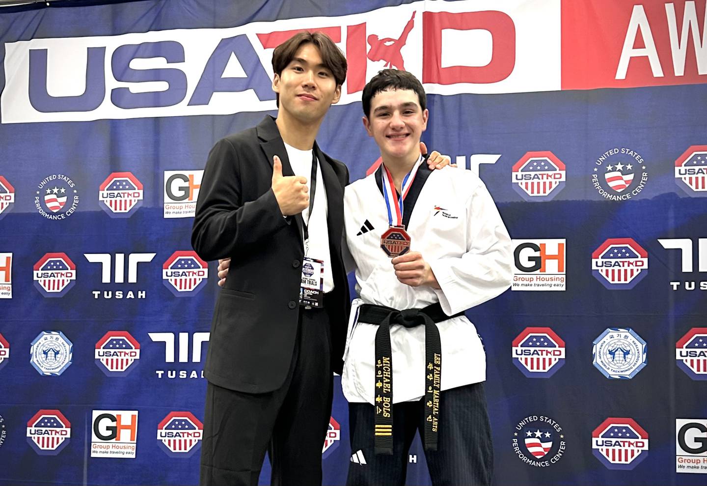 USA Team Trials Michael Bols, 16, of Mazon, and his Coach Master Yoochan Lee team Bronze medal USA alternate. 2025