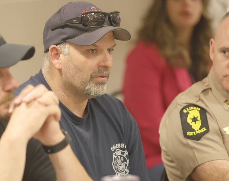 Oglesby fire chief Steve Maltas speaks during the Starved Rock Safety Update meeting on Monday, May 11, 2026 at the Utica Fire Station. The meeting serves as an opportunity to discuss safety, visitor experience, and general updates related to the park.