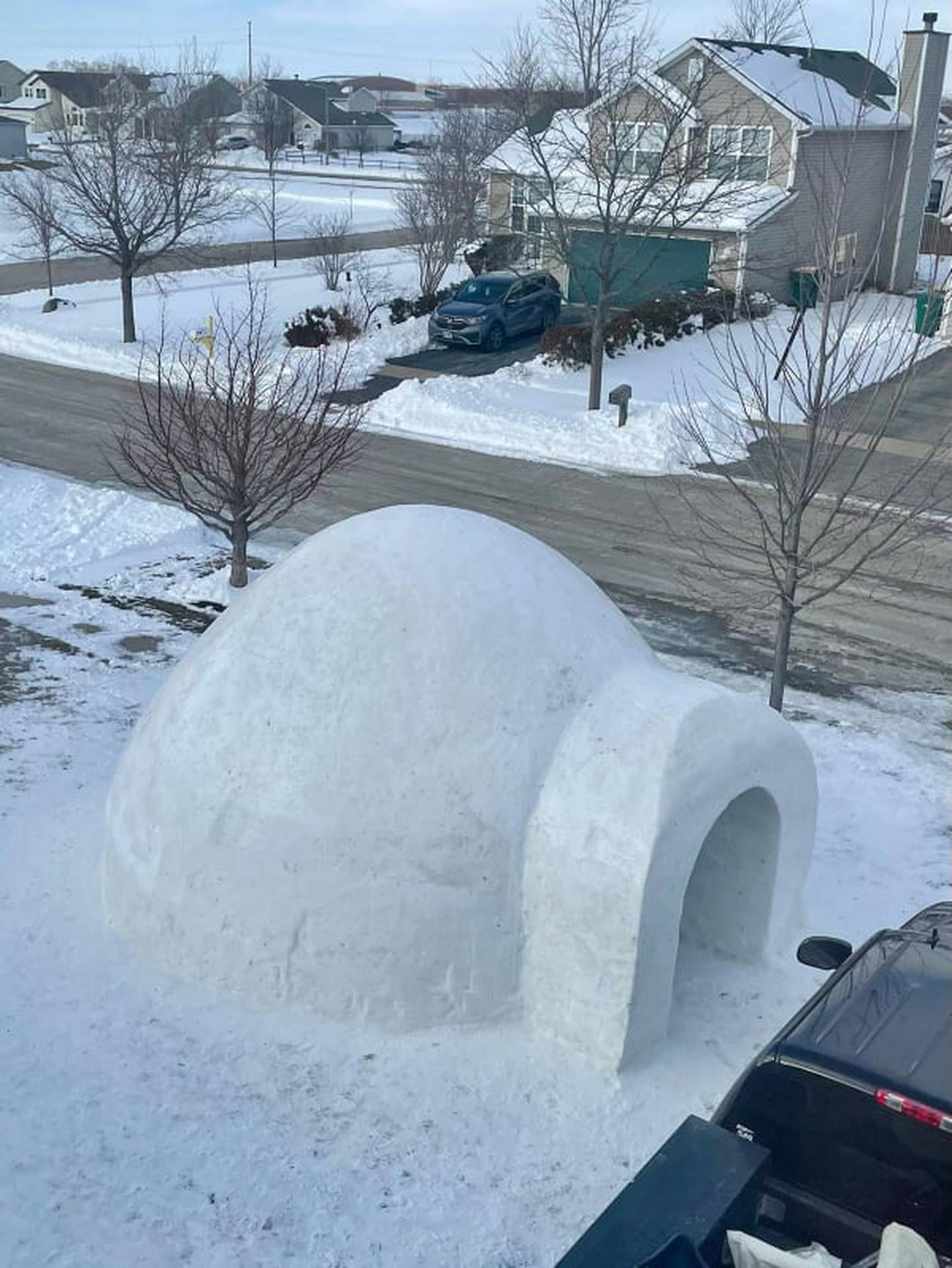 For the last five years, Lee Peters of Plainfield has built an igloo in the yard of his home. He used to build them with his father and sister when growing up and wanted to pass the skill to his own children.