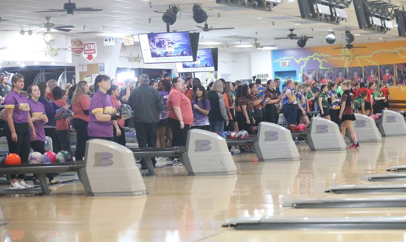 Teams compete during the IHSA girls bowling Regional meet on Friday, Feb. 6, 2026 at the Illinois Valley Super Bowl in Peru.
