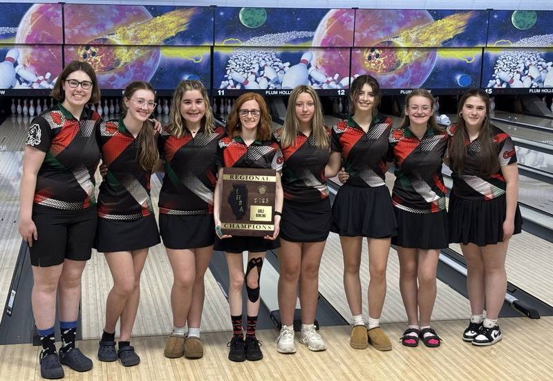 The La Salle-Peru girls bowling team won the Dixon Regional on Friday, Feb. 7, 2024 for its third consecutive regional title.