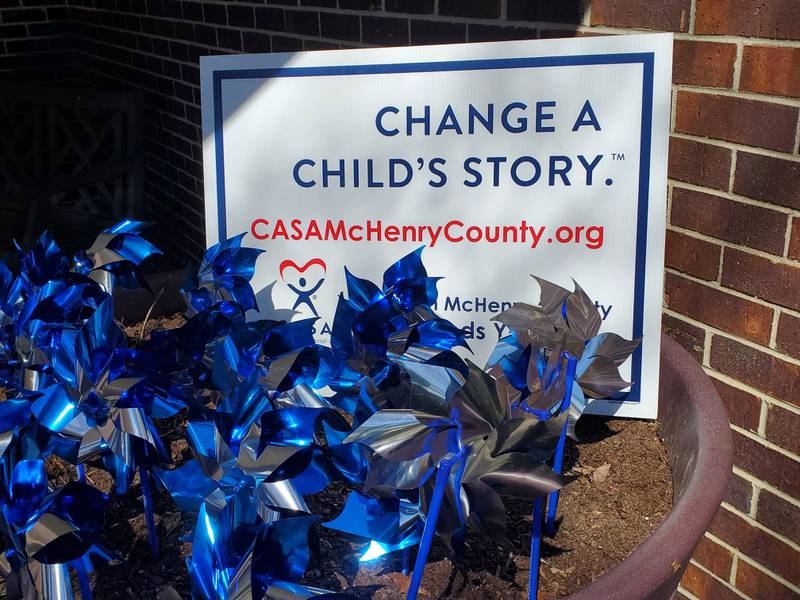 The blue pinwheels and signs along Route 31 in Crystal Lake are part of CASA of McHenry County’s efforts to raise awareness this month, National Child Abuse Prevention Month. Blue pinwheels are used nationally to represent abused children.