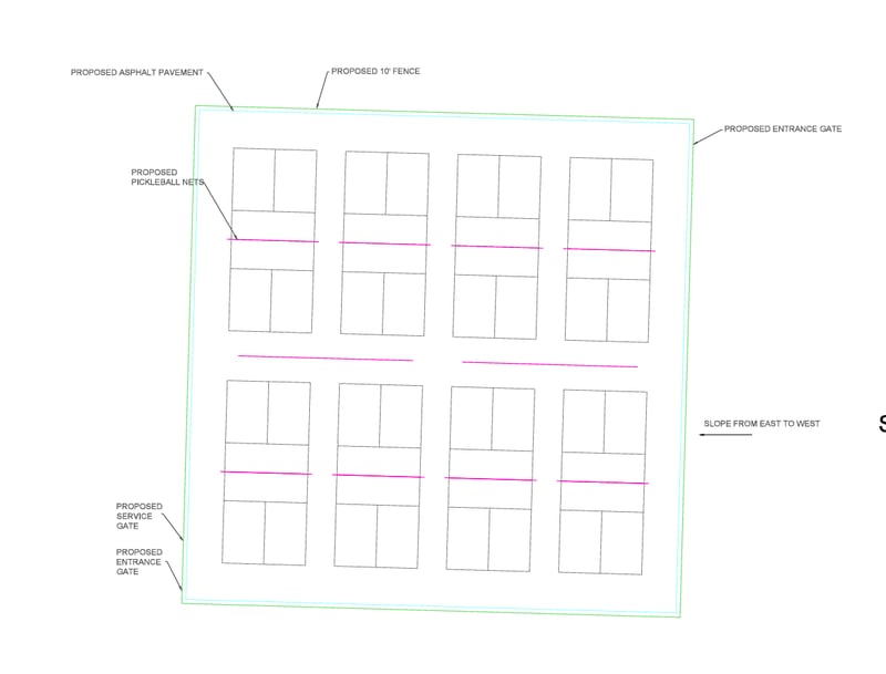 City renderings of the proposed new pickleball courts at Emricson Park in Woodstock.