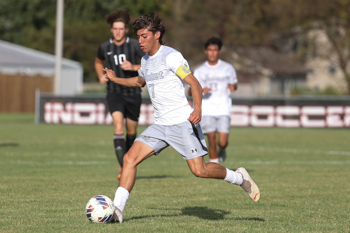 Joliet West’s Jesse Palacios looks to take a shot against Minooka. Tuesday, Sept. 20, 2022, in Minooka.