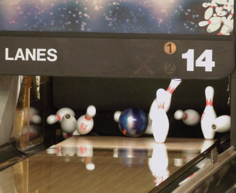 Pins fly during the bowling tournment. Bowling teams  competed in the Sterling Regionals on Saturday, Jan. 17, 2026 at Blackhawk Lanes in Sterling.