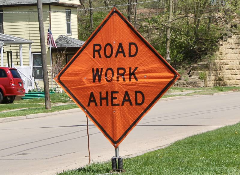 Road Work Ahead. Sign for construction. Taken April 18, 2023 in Dixon.