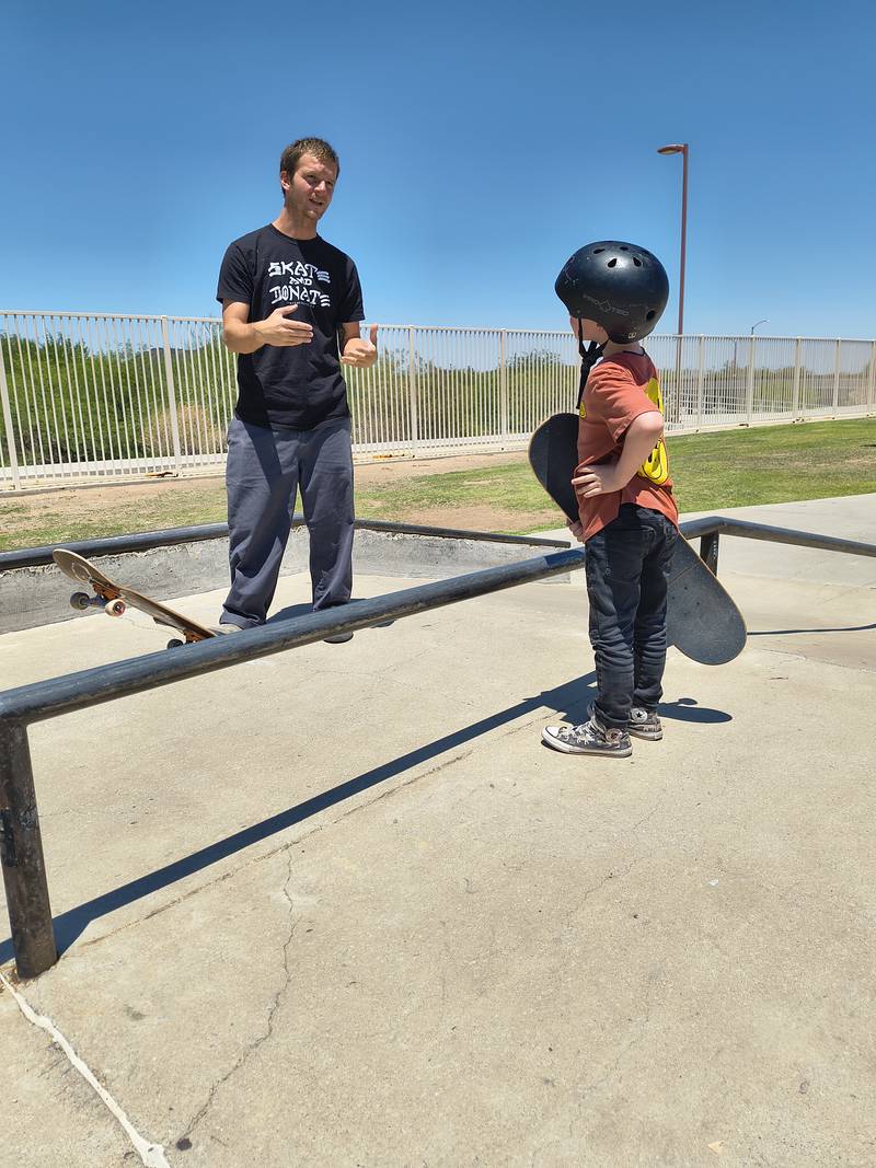 McHenry native Miles Canevello's non-profit organization, Push Forward, wants to "open skateboarding up to the world of academics and wellness" according to his website. Here, he's teaching to one of his students in the Phoenix area.