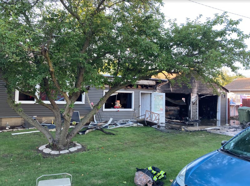 This house in the 2200 block of Root Street in the City of Crest Hill was left uninhabitable after a fire on Friday, July 29, 2022 did extensive damage to its garage.