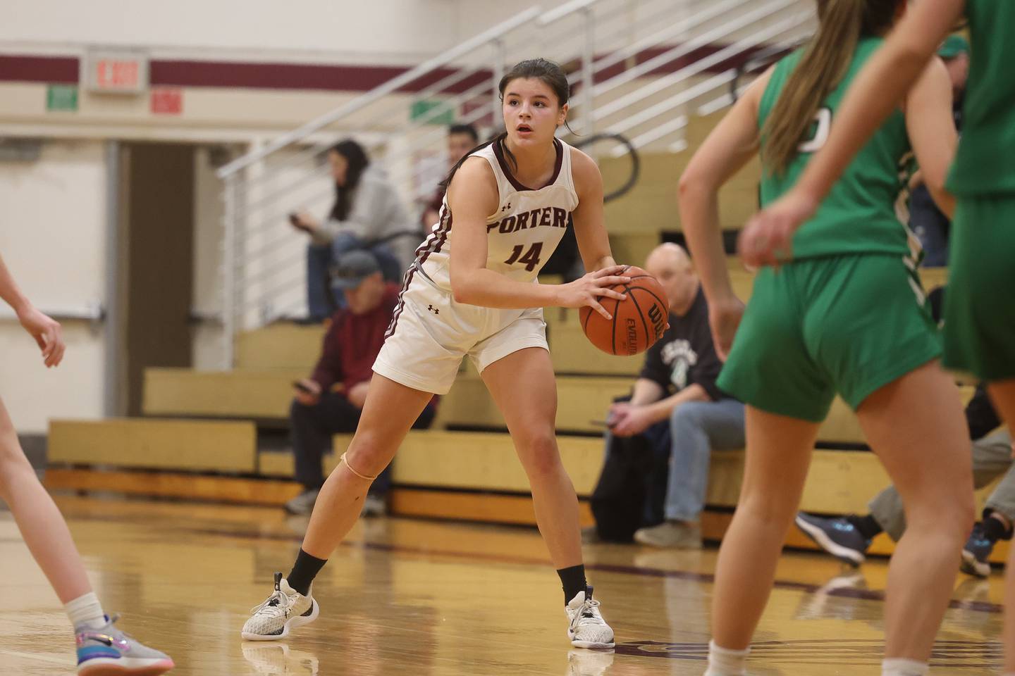 Lockport’s Veronica Bafia looks for a play against Providence on Tuesday, Jan. 2nd, 2024 in Lockport.