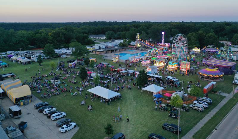 An aerial view of Summer Fun Fest on Friday, June 14, 2024 in Oglesby.