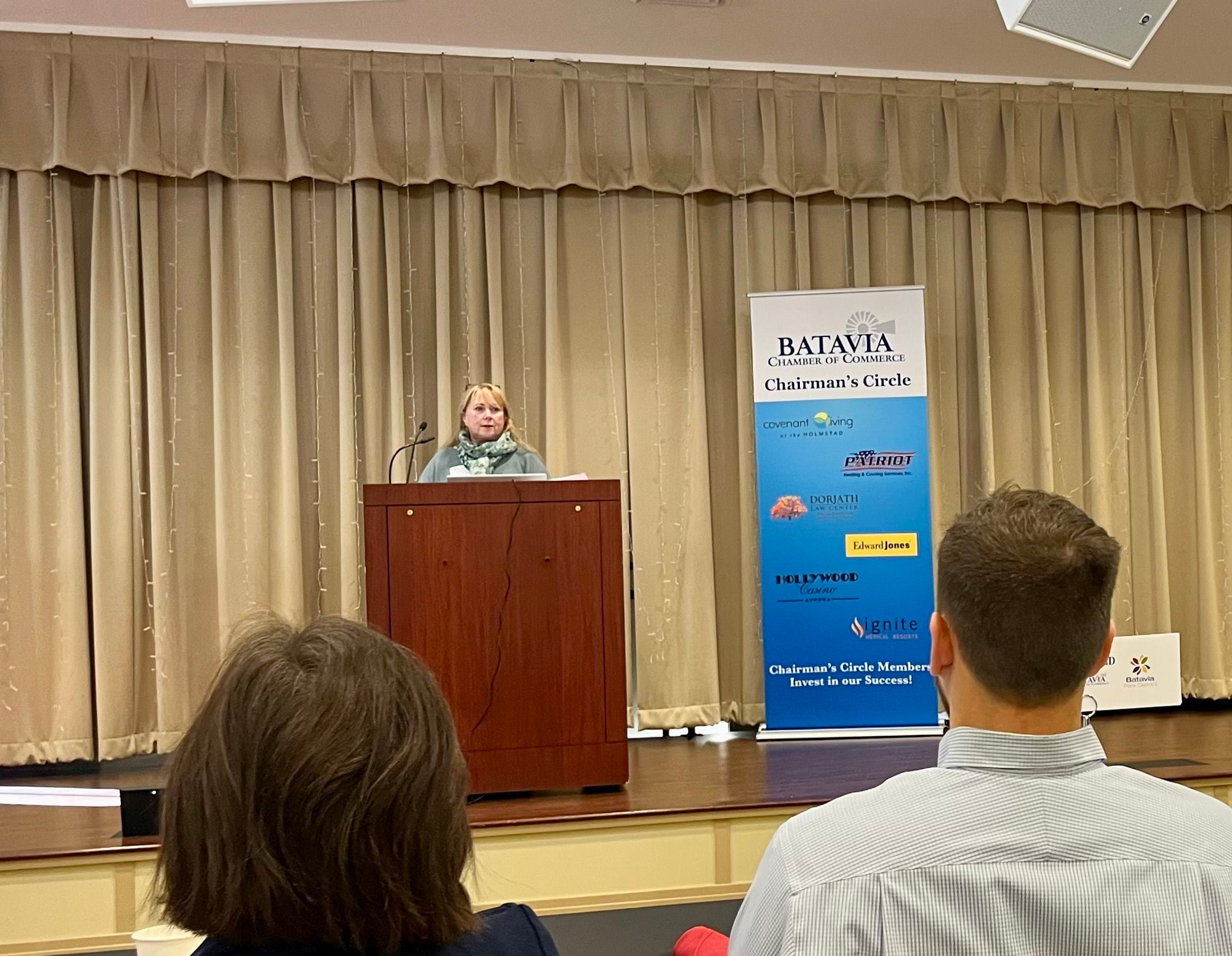 Josephine Tucci, executive director of the Batavia Public Library speaks during the 
