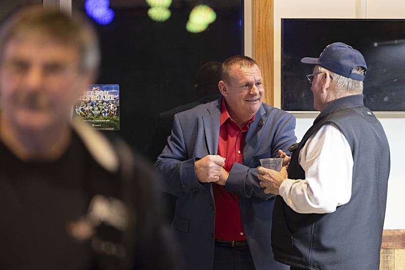 Whiteside County sheriff John Booker speaks with supporters Tuesday, Nov. 8, 2022 at Kaddy’s Kitchen and Clubhouse during an election party.