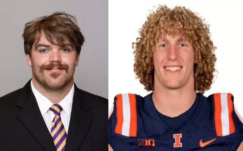 Princeton's Payne Miller (left) suited up for Western Illinois while Hall's Mac Resetich played for the Fighting Illini in Champaign on Saturday.