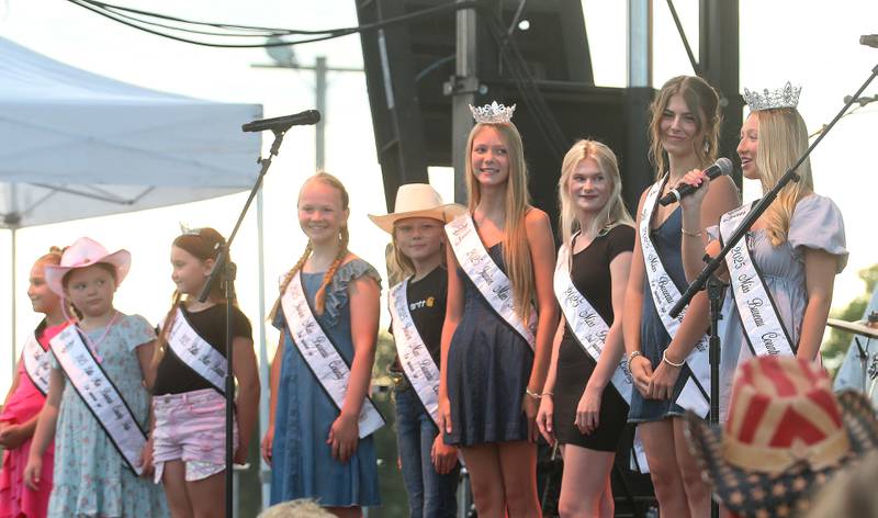 The Bureau County royality introduces themselves before the Trace Adkins concert on Thursday, Aug. 21, 2025 at the Bureau County Fair in Princeton.