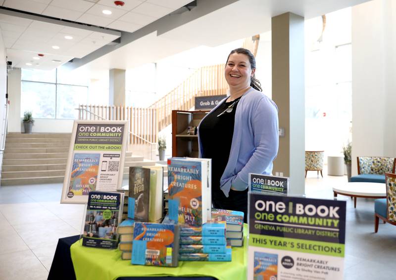 Lauren Maxwell, information and reader services coordinator at the Geneva Public Library, introduced the  One Book, One Community initiative. The books featured are Remarkably Bright Creatures for adults and The One and Only Ivan for children.