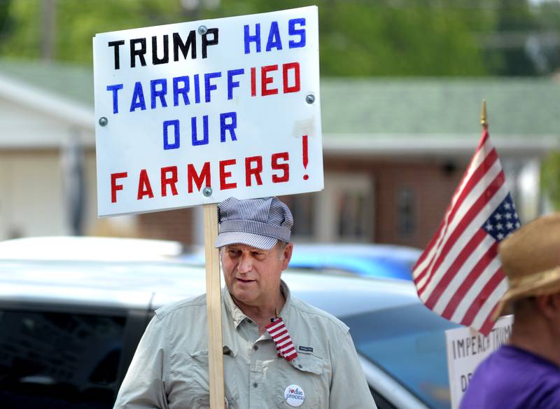 This was one of the signs displayed at the "No Kings" rally held in Oregon on Saturday, June 14, 2025. Close to 500 people took part in the 2-hour event to protest actions by President Donald Trump. People carried signs critical of Trump’s policies and executive orders as they lined the north and east sidewalks of the Ogle County Courthouse Square in the city's downtown.