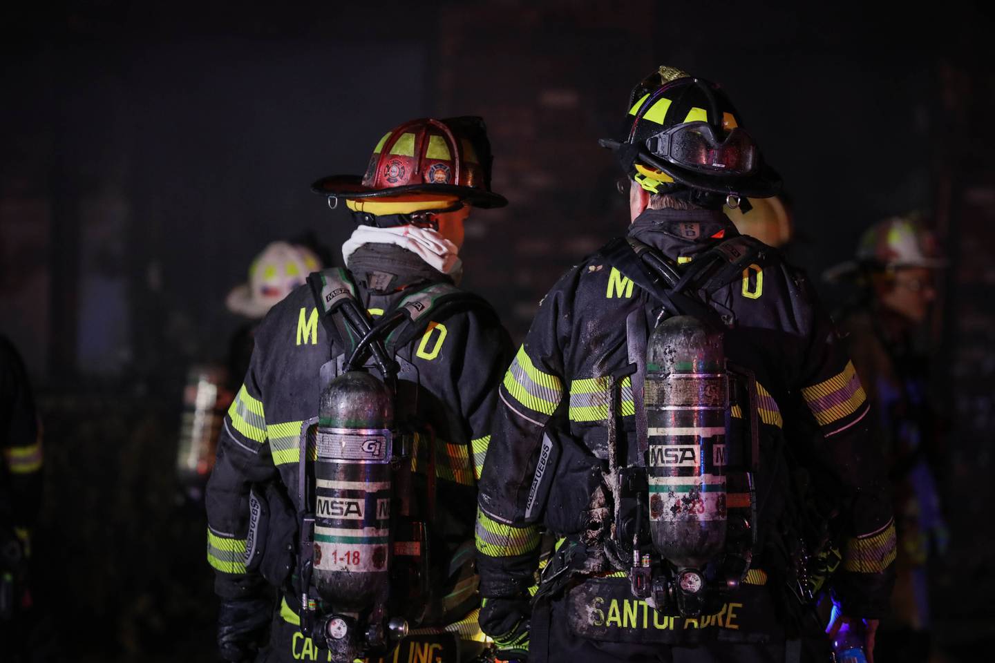 Firefighters from the McHenry Township Fire Protection District respond to a house fire Saturday, Dec. 11, 2021, in the 500 block of Sunrise Drive in unincorporated McHenry County near Johnsburg.