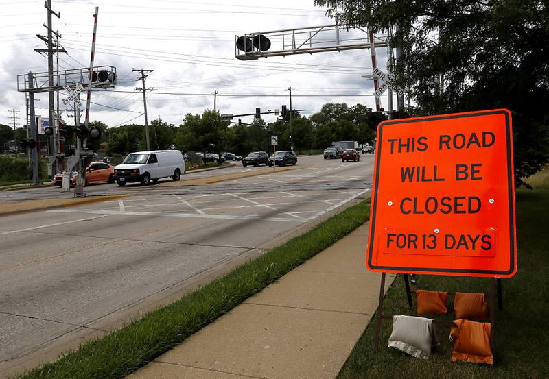 Cars travel along Route 120, between Crystal Lake Road and Borden Street on Monday July 25, 2022, the road is set to close Monday, August 1, for a two-week repair by Union Pacific Railroad. Traffic will be rerouted during the closure, officials said.
