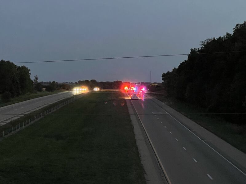 A van carrying four adults and ten juveniles rolled over on I-39 near Troy Grove Saturday night, sending all occupants to area hospitals.