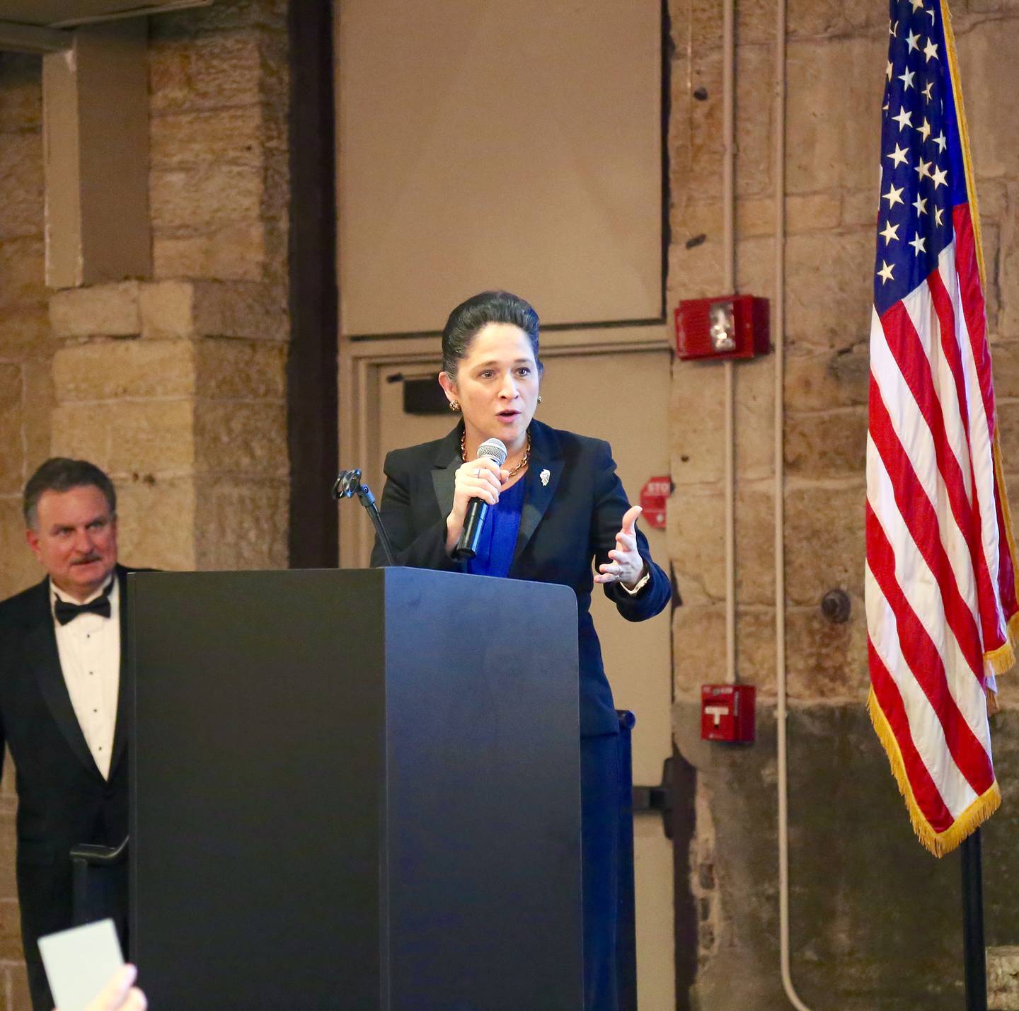 Susana Mendoza speaks at the Two Brothers Roundhouse in Aurora during the Kane County Democrats’ Truman Dinner on Sunday, Feb. 27, 2022.